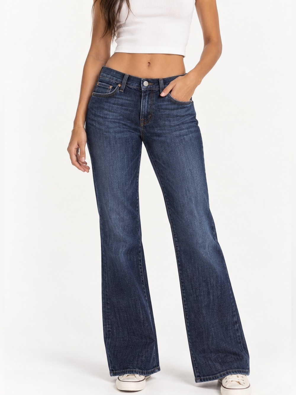 7 For All Mankind Dark Indigo Flare Wide Leg Jeans Size 31 Made in USA